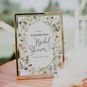 Boho Chic Wildflower Floral Bridal Shower Welcome Poster