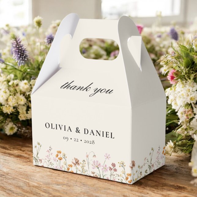 Boho Chic Wildflower Garden Bloom Wedding Favour Box (Creator Uploaded)