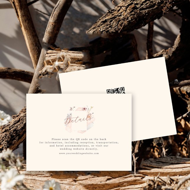 Boho Chic Wildflower Minimalist QR code Wedding Enclosure Card (Creator Uploaded)