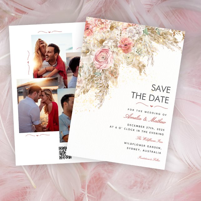 Boho Chic Wildflower Rustic Floral Save the date Invitation (Creator Uploaded)