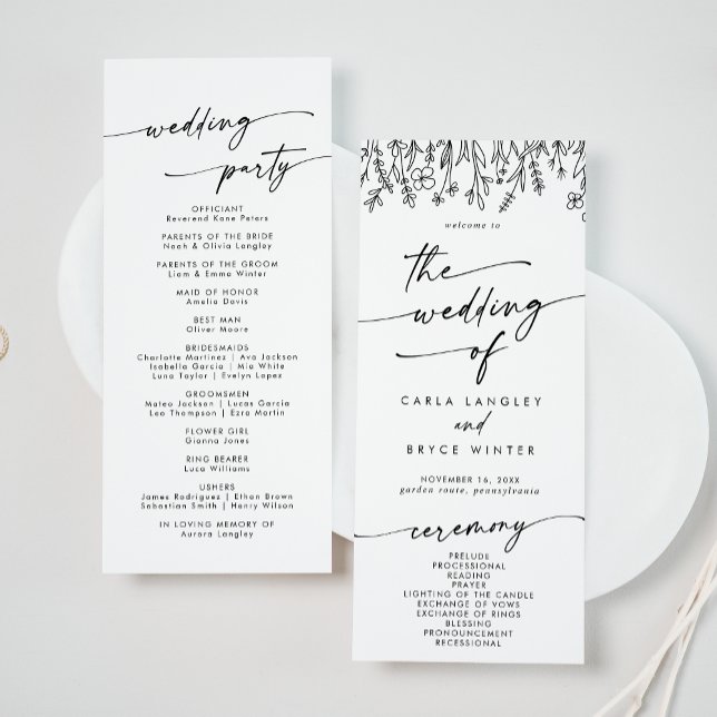 Boho Chic Wildflower Tea Length Wedding Program (Creator Uploaded)