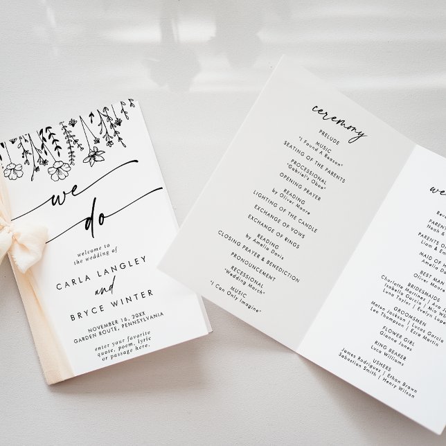 Boho Chic Wildflower We Do Folded Wedding Program (Creator Uploaded)