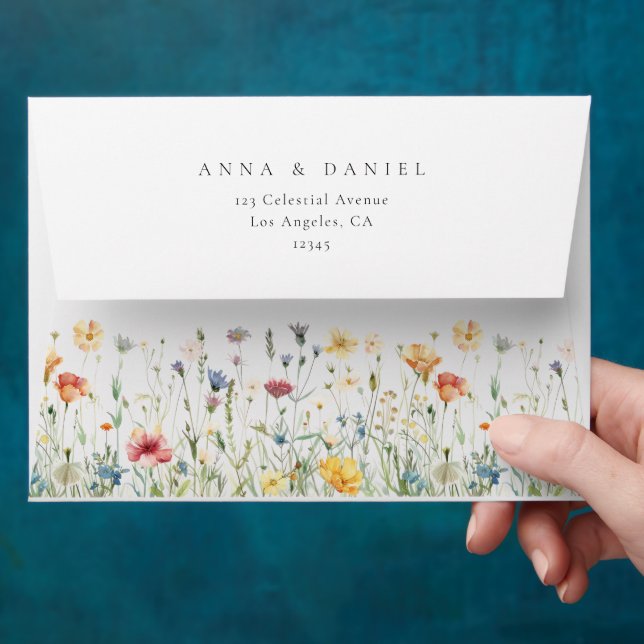 Boho Chic Wildflower Wedding Envelope (Hand)