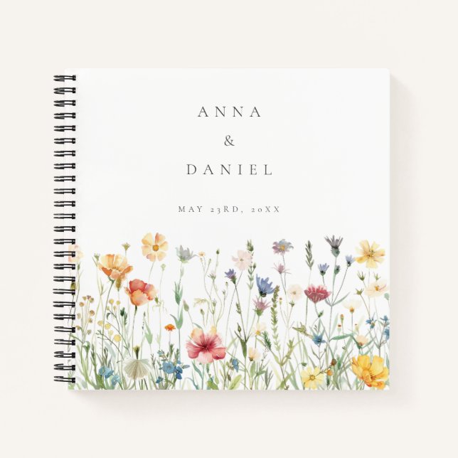 Boho Chic Wildflower Wedding Guest Book (Front)