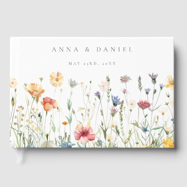 Boho Chic Wildflower Wedding Guest Book (Front)