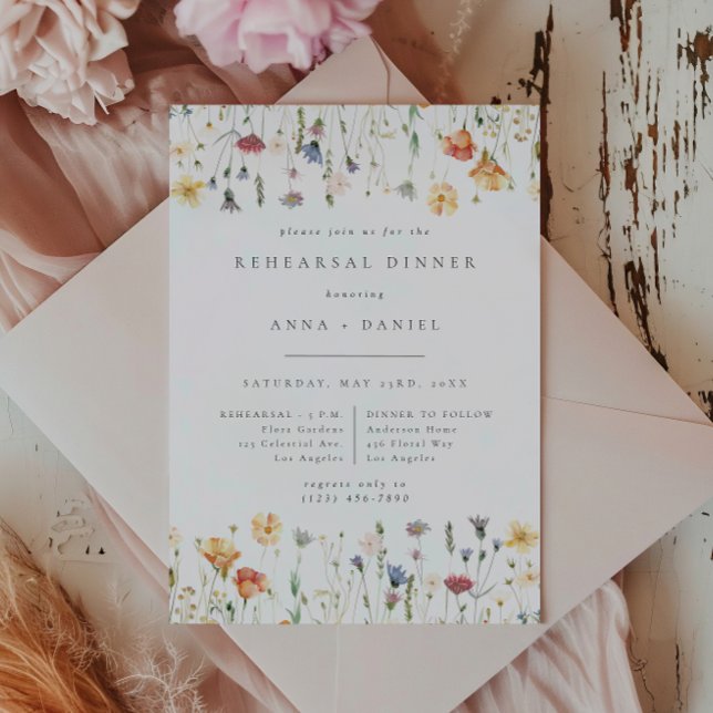 Boho Chic Wildflower Wedding Rehearsal Dinner Invitation (Creator Uploaded)