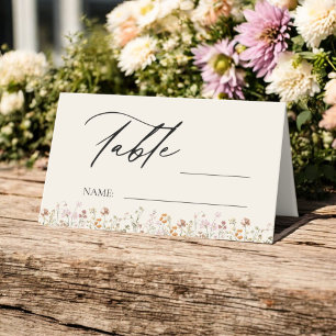 Boho Chic Wildflower Wedding Table Number Place Card
