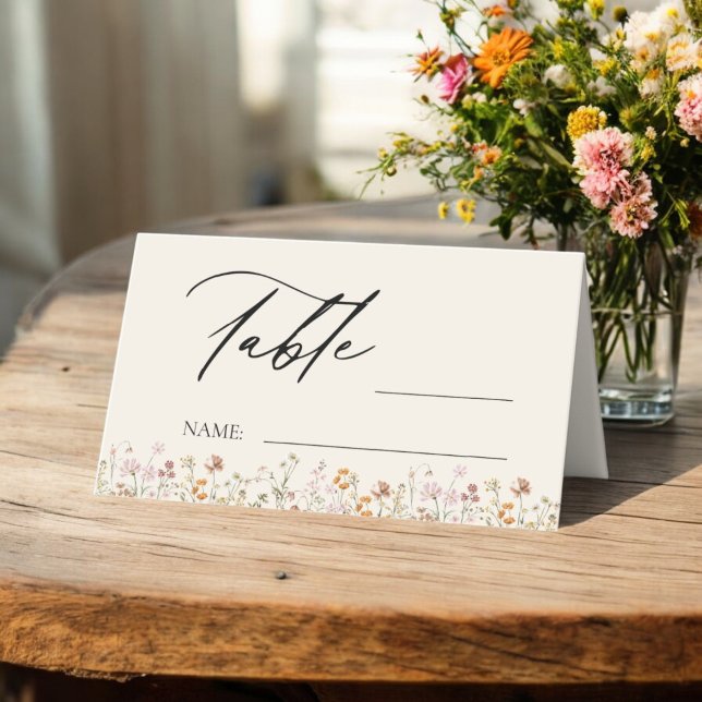Boho Chic Wildflower Wedding Table Number Place Card (Creator Uploaded)