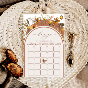 Boho Chic Wildflowers Arch Bridal Bingo Game 