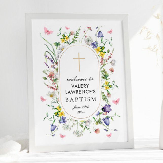 Boho Chic Wildflowers Baptism Welcome  Poster (Creator Uploaded)