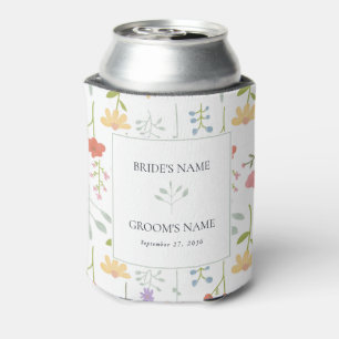 Boho Chic Wildflowers Modern Floral Wedding Favor Can Cooler