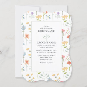 Boho Chic Wildflowers Modern Floral Wedding Invitation