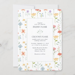 Boho Chic Wildflowers Modern Floral Wedding Invitation