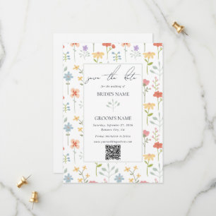 Boho Chic Wildflowers Modern Floral Wedding Save The Date