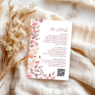 Boho Chic Wildflowers QR Code Wedding Details Enclosure Card