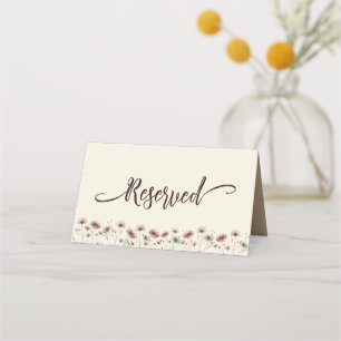 Boho Chic Wildflowers Simple Wedding Reserved Place Card