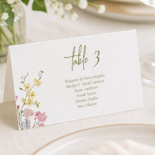 Boho Chic Wildflowers Wedding Place Cards