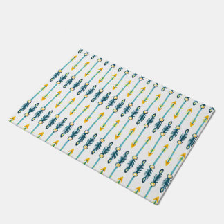 boho chic yellow blue watercolor arrows doormat