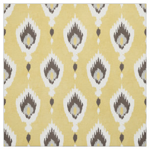 Boho chic yellow ikat tribal pattern monogram fabric