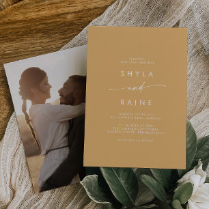 Boho Chic Yellow Marigold Casual Photo Wedding Invitation