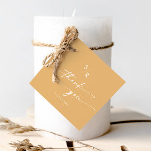 Boho Chic Yellow Marigold Monogram Thank You Favour Tags