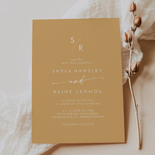 Boho Chic Yellow Marigold Monogram Wedding Invitation