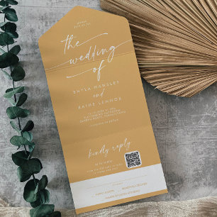 Boho Chic Yellow Marigold QR Code Mail In Wedding All In One Invitation