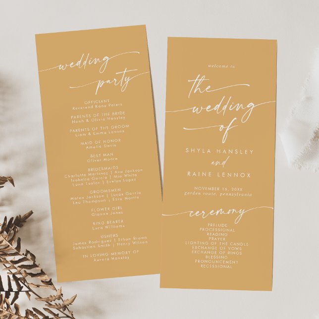 Boho Chic Yellow Marigold Tea Length Wedding Program (Creator Uploaded)