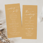 Boho Chic Yellow Marigold Tea Length Wedding Program<br><div class="desc">This boho chic yellow marigold tea length wedding program is perfect for a minimalist wedding ceremony. The colourful bold and bright yellow modern bohemian design features simple rustic calligraphy with a unique yet classic style. Personalise your wedding program with you names, wedding date, location, order of service, wedding party and...</div>