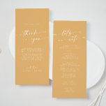 Boho Chic Yellow Marigold Thank You and Wedding Menu<br><div class="desc">This boho chic yellow marigold thank you and wedding menu is perfect for a minimalist wedding. The colourful bold and bright yellow modern bohemian design features simple rustic calligraphy with a unique yet classic style. Personalise the back of your menu table card with a thoughtful thank you note to your...</div>