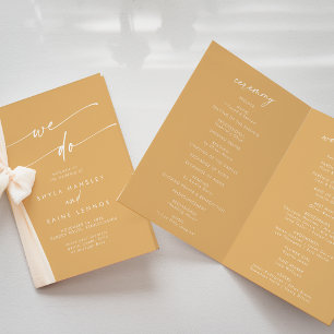 Boho Chic Yellow Marigold We Do Folded Wedding Program
