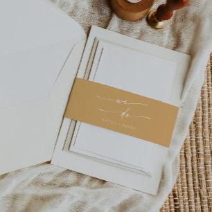 Boho Chic Yellow Marigold We Do Wedding Invitation Belly Band