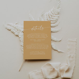 Boho Chic Yellow Marigold Wedding Details Enclosure Card