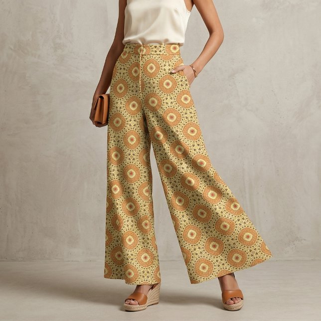 Boho Chic Yellow & Orange Mosaic Geometric Pattern Fabric (Creator Uploaded)