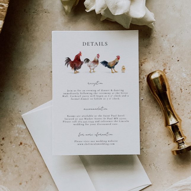 Boho Chicken Farm Wedding Details Enclosure Card (Creator Uploaded)