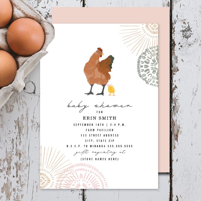 Boho Chicken Mama Girl Baby Shower Invitation (Creator Uploaded)