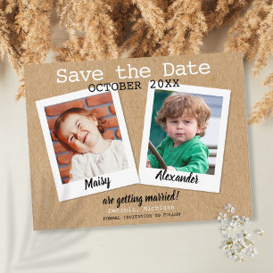 Boho Childhood Photos Save the Date Rustic Postcard