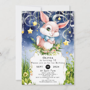 Boho Children Bunny Birthday Invitation