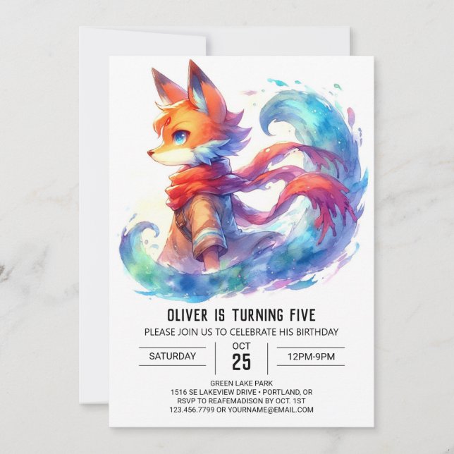 Boho Children Fox Birthday Invitation (Front)