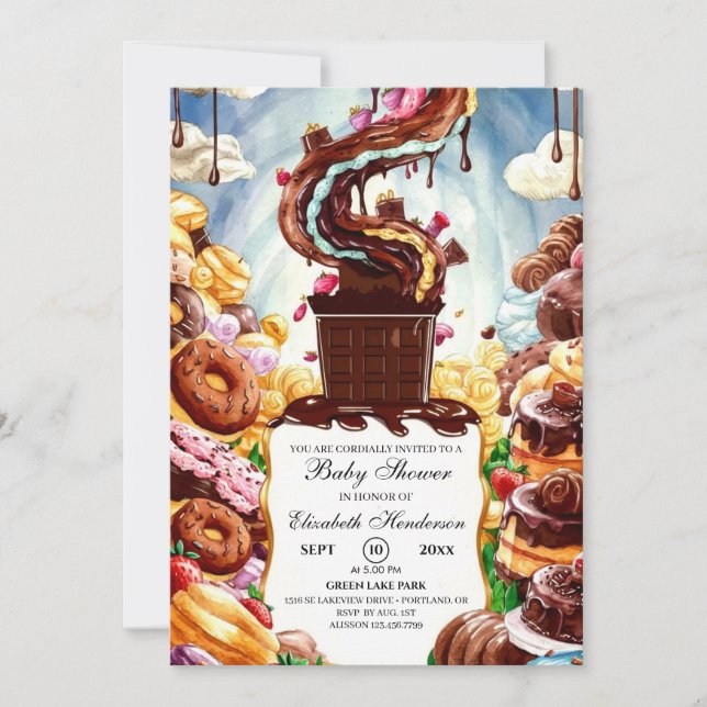 Boho Chocolate Baby Shower Invitation (Front)