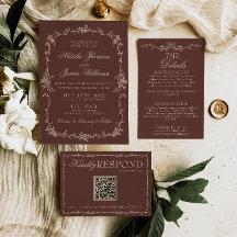 Boho Chocolate Brown Floral Old Money Chic Wedding