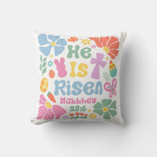 Boho Christian Easter He is Risen Cushion