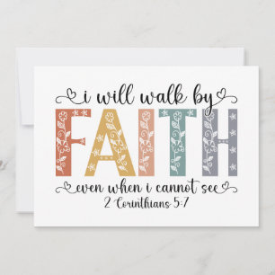 Boho Christian Walk by Faith Bible Verse Floral Holiday Card