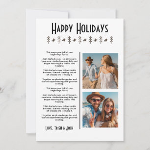 Boho Christmas Card Photo Family Update Letter 