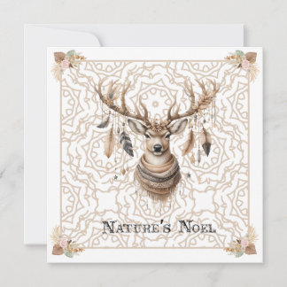 Boho Christmas Deer Non Photo Christmas Card Flat