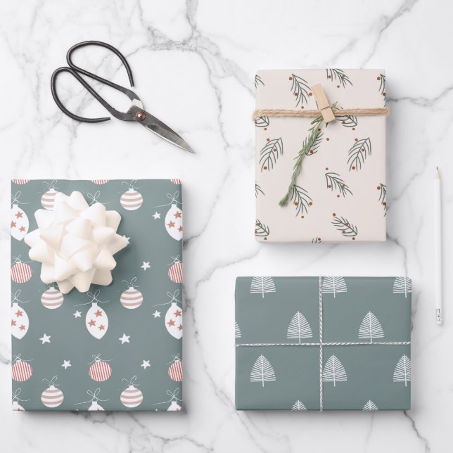 Boho Christmas Holiday Patterns  Wrapping Paper Sheet (Front)