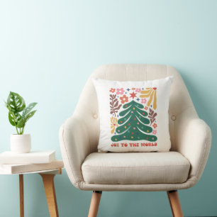 Boho Christmas Joy to The World Cushion