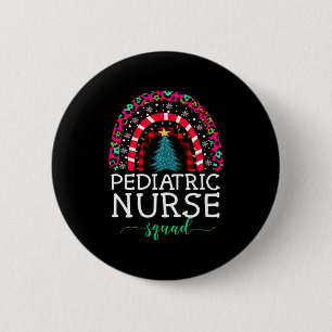 Boho Christmas Leopard Rainbow Pediatric Nurse Squ 6 Cm Round Badge