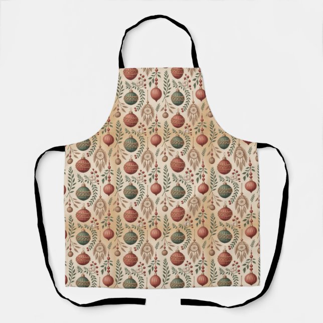 Boho Christmas Ornaments Apron (Front)