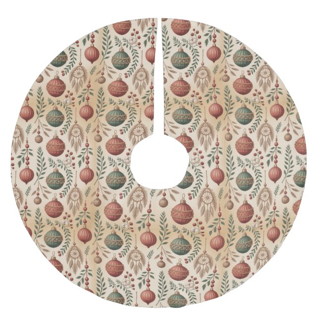 Boho Christmas Ornaments Brushed Polyester Tree Skirt (Front)